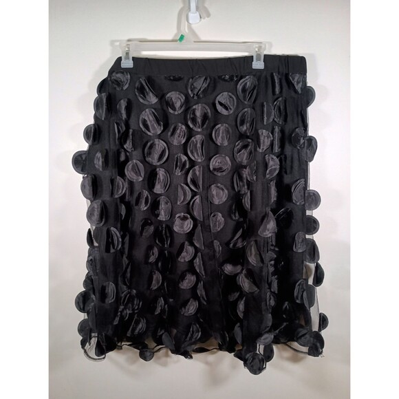 Ashley Stewart Black Polka Dot Lined Stretch Waist Zip Skirt Plus Size 26 / 28 - Picture 1 of 6